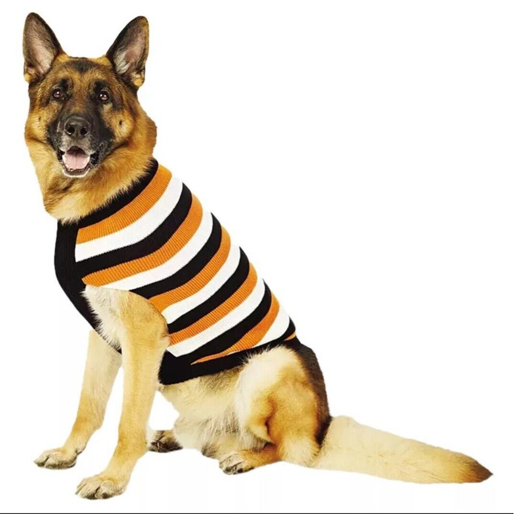 Hyde‎ and EEK! Boutique Halloween Dog and Cat Sweater Medium Orange Black Stripe